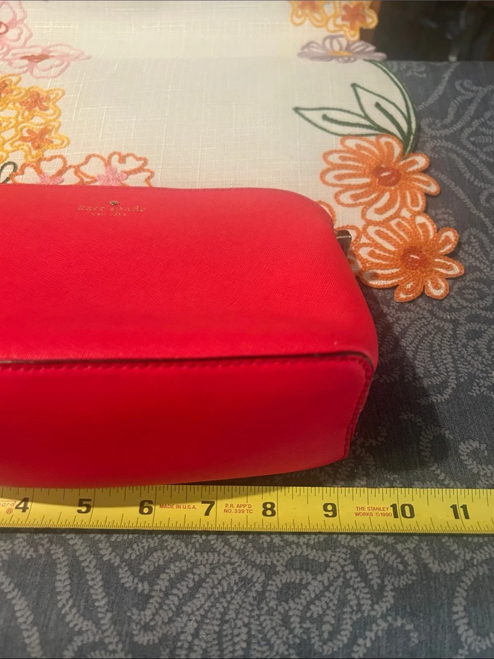 kate spade bright pink Saffiano leather cosmetic pouch